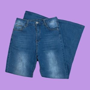 Medium wash high waisted flare jeans